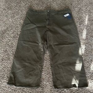 Olive Green Wide-Leg Pants